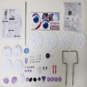 Hardware Pack: Gas Cap Lid. Screws. Bushing (T). Washer (S). Steering Wheel O-Ring(G).HubCap White (P). Tophat Tool. WireForm Left/Right. Horn Bellows(H-3). Retaning Clip(E). Fasteners. Center Cap Lavender (Q). Capnut Lavender (W). TopHat(U). Latch Lavend