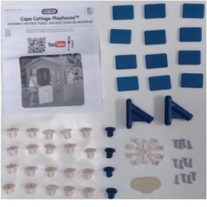 HARDWARE PACK: Cream Spacer. Screw Cream. Screw Blue. Roof Lock Blue. Pan Head Screws